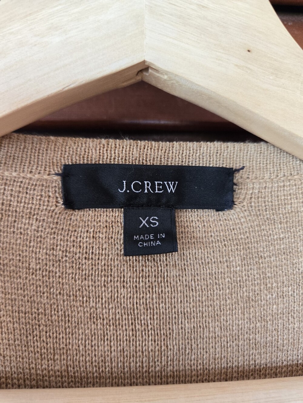 J‎ Crew Juliette Colarless Sweater Blazer Camel Tan Cotton Merino Wool Blend XS - Picture 4 of 11